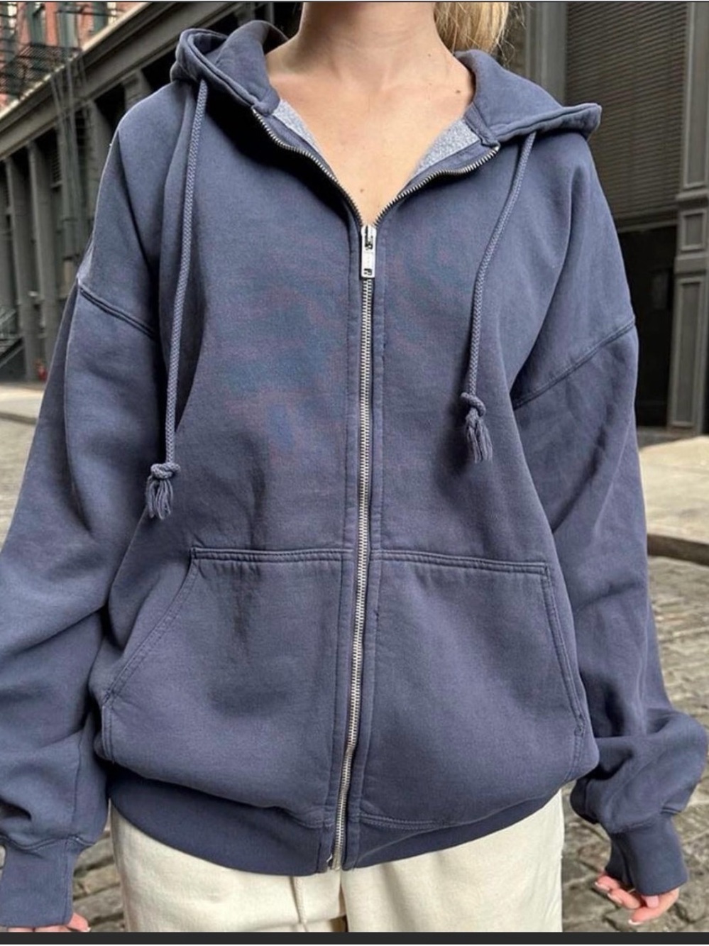 Brandy Melville Navy Blue Zip Hoodie